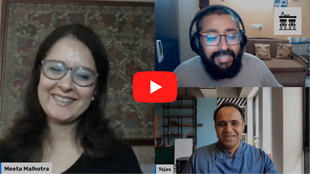 Meeta on Two Studio Heads